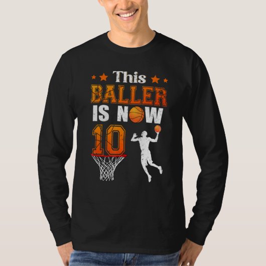 This Baller Is Now 10 Birthday Basketball Theme Bd T-shirt (Voorkant)