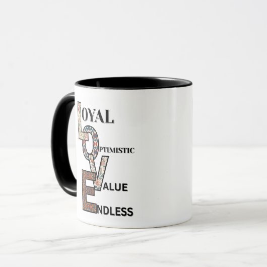This beautiful mug shows how great love is. mok (Voorkant links)