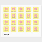 This Belongs to Girl's Name Bow Pink Yellow Vierkante Sticker (Vel)