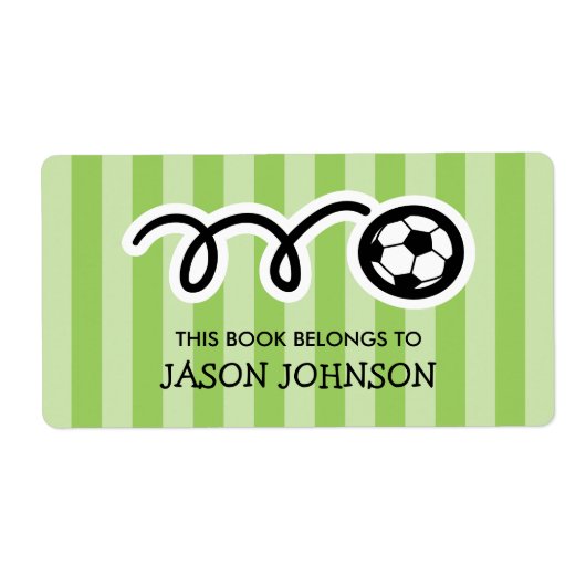 This book belongs to kids soccer bookplate labs etiket (Voorkant)