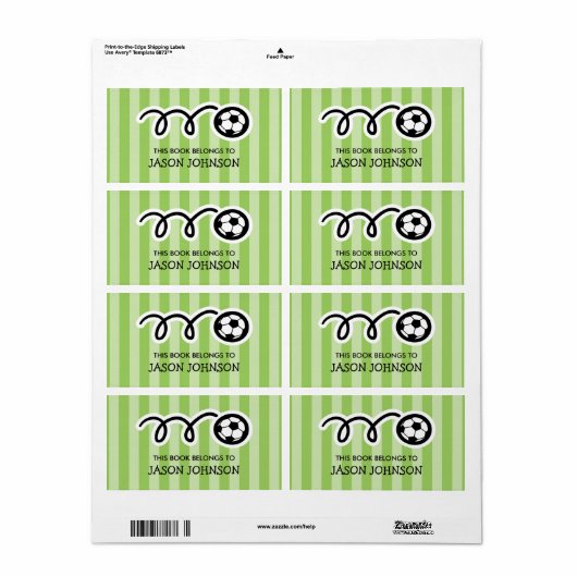 This book belongs to kids soccer bookplate labs etiket (Full Sheet)
