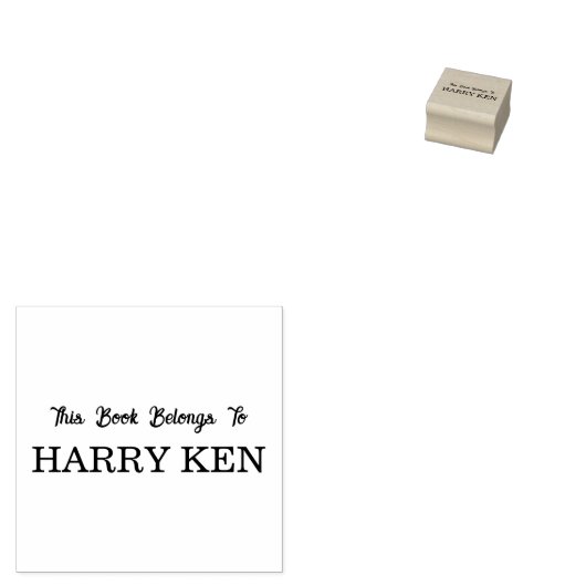 This Book Belongs To - Name Library Bookplate Kids Rubberstempel (Gestempeld)