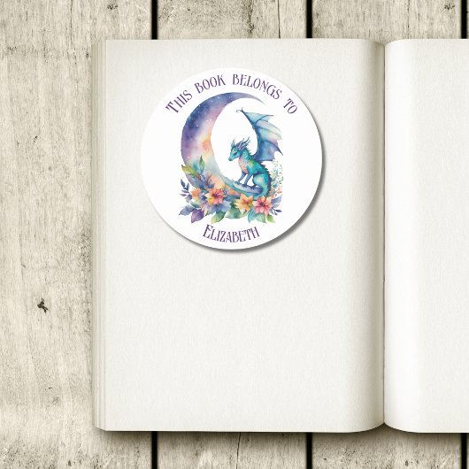 This Book Belongs to Personalized Dragon White Ronde Sticker