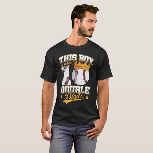 This Boy Double Digits 10 Year Old Birthday Ten Ba T-shirt (Voorkant volledig)