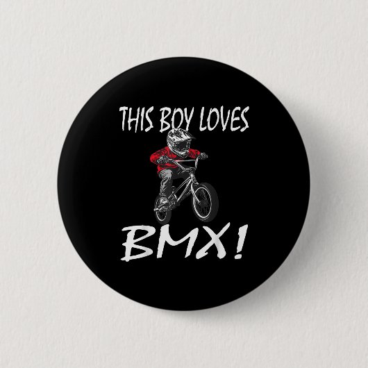 This Boy Loves Bmx, Kids Bmx  Ronde Button 5,7 Cm (Voorkant)
