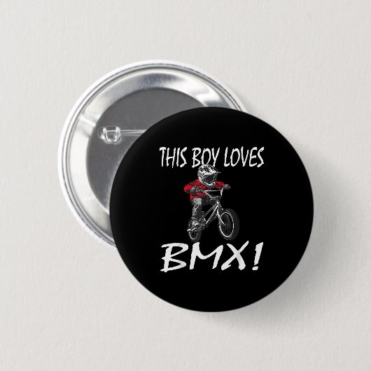 This Boy Loves Bmx, Kids Bmx  Ronde Button 5,7 Cm (Voorkant /achterkant)