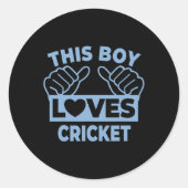 This Boy Loves Cricket - Cricket Player  Ronde Sticker (Voorkant)
