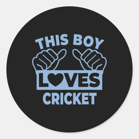 This Boy Loves Cricket - Cricket Player Ronde Sticker (Voorkant)
