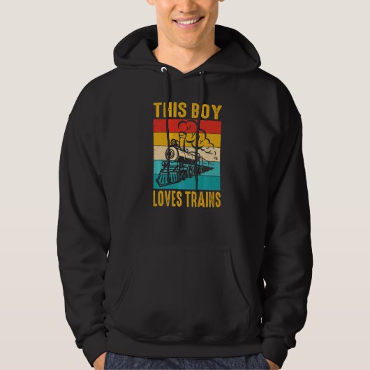 This Boy Loves Trains For Boys Trains    Train Hoodie (Voorkant)