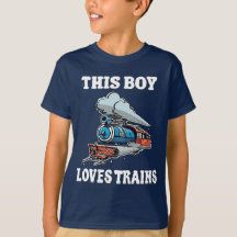 This Boy Loves Trains - Leuke Kinder T-shirt Desig