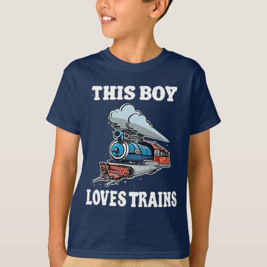 This Boy Loves Trains - Leuke Kinder T-shirt Desig (Voorkant)