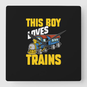 This Boy Loves Trains Locomotive Lover Railway Vierkante Klok