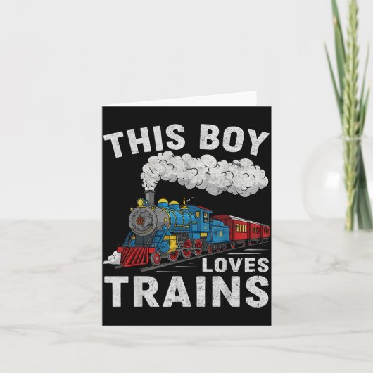 This Boy Loves Trains Railroad Train Wagon Lover K Kaart (Voorkant)