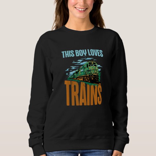 This Boy Loves Trains  Train Boys Trui (Voorkant)