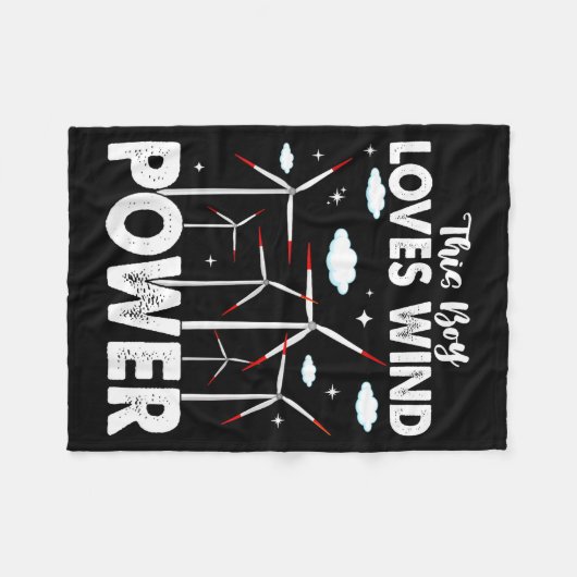 This Boy Loves Wind Wer, Windmill Turbine Technici Fleece Deken (Voorkant (Horizontaal))