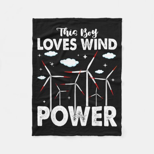 This Boy Loves Wind Wer, Windmill Turbine Technici Fleece Deken (Voorkant)