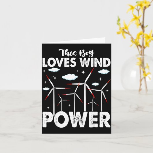This Boy Loves Wind Wer, Windmill Turbine Technici Kaart (Gele Bloem)