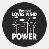 This Boy Loves Wind Wer, Windmill Turbine Technici Ronde Sticker (Voorkant)