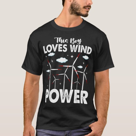 This Boy Loves Wind Wer, Windmill Turbine Technici T-shirt (Voorkant)