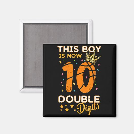 This Boy Now 10 Double Digits Crown 10th Birthday  Magneet (Voorkant / Achterkant)