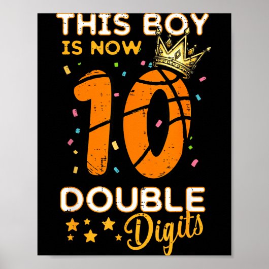 This Boy Now 10 Double Digits Crown 10th Birthday  Poster (Voorkant)