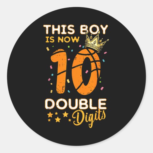 This Boy Now 10 Double Digits Crown 10th Birthday  Ronde Sticker (Voorkant)