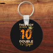 This Boy Now 10 Double Digits Crown 10th Birthday  Sleutelhanger (Voorkant)