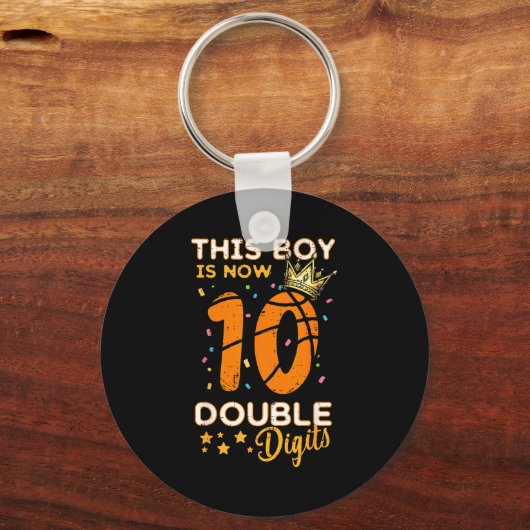 This Boy Now 10 Double Digits Crown 10th Birthday  Sleutelhanger (Voorkant)