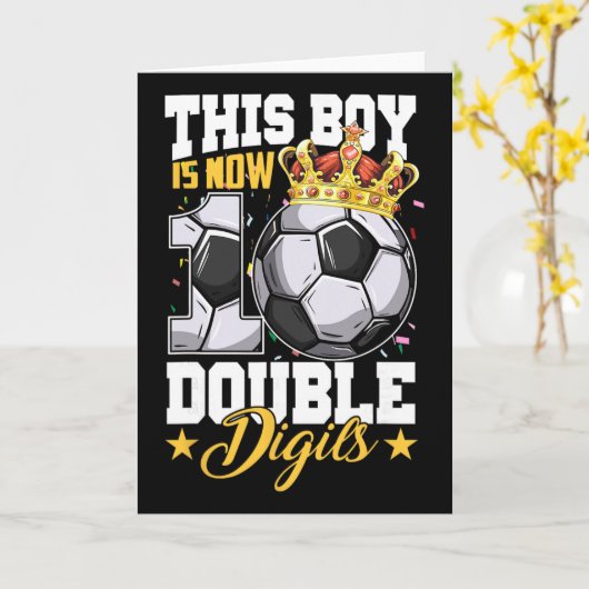This Boy Now 10 Double Digits Soccer 10 Years Old Kaart (Gele Bloem)