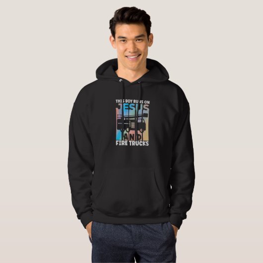 This Boy Runs On Jesus and Fire Trucks Future Fire Hoodie (Voorkant volledig)