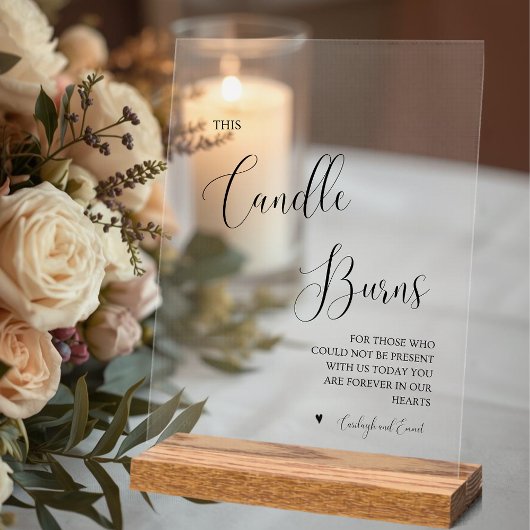 This Candle Burns Memorial Wedding Acrylic Sign Acryl Bord