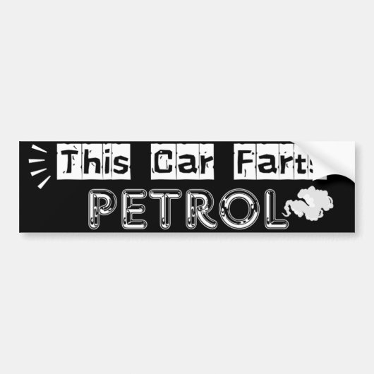 This Car Farts Petrol Witty Joke Bumpersticker (Voorkant)