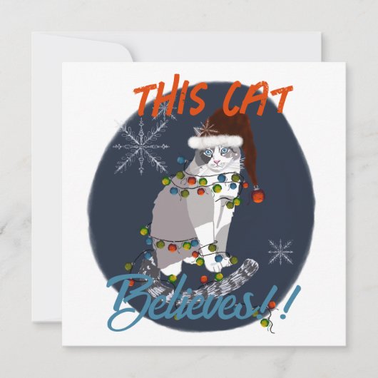 This Cat Believes Holiday Card Bedankkaart (Voorkant)