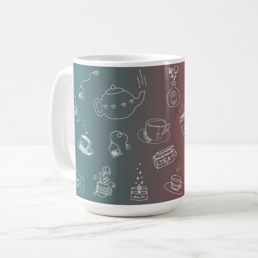 This charming tea and coffee doodle pattern featur koffiemok (Voorkant links)