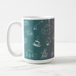This charming tea and coffee doodle pattern featur koffiemok