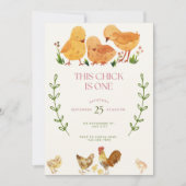 This Chick is One Birthday invitation Kaart (Voorkant)