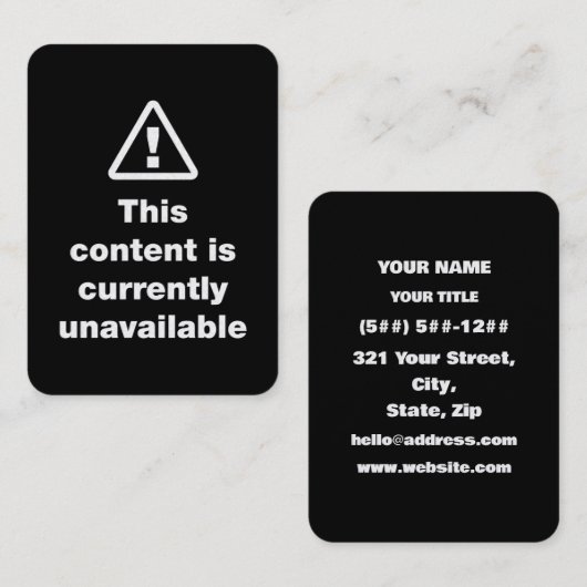 ⚠ This Content Is Currently Unavailable Visitekaartje (Voorkant / Achterkant)