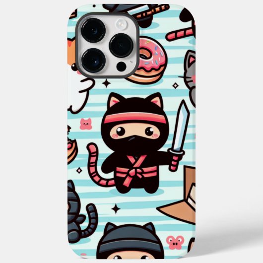 This cute iPhone case features playful ninja cats (Achterkant)