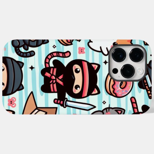 This cute iPhone case features playful ninja cats (Achterkant (horizontaal))