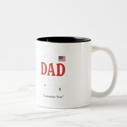 This Dad Is a Veteran Mug – Patriotic Gift Tweekleurige Koffiemok (Rechts)