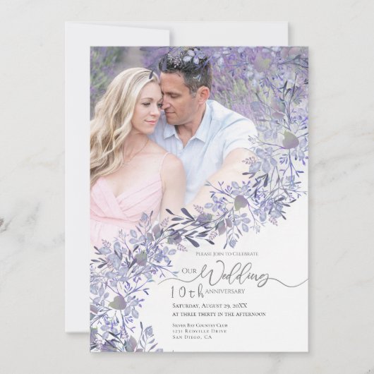 This elegant wedding anniversary Photo invitation  Kaart (Voorkant)