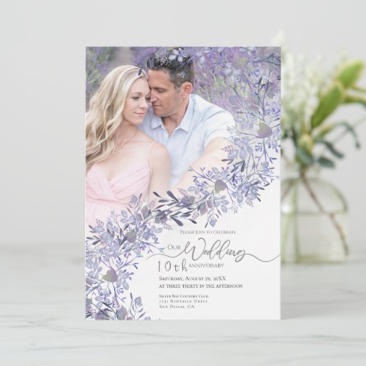 This elegant wedding anniversary Photo invitation  Kaart (Staand voorkant)