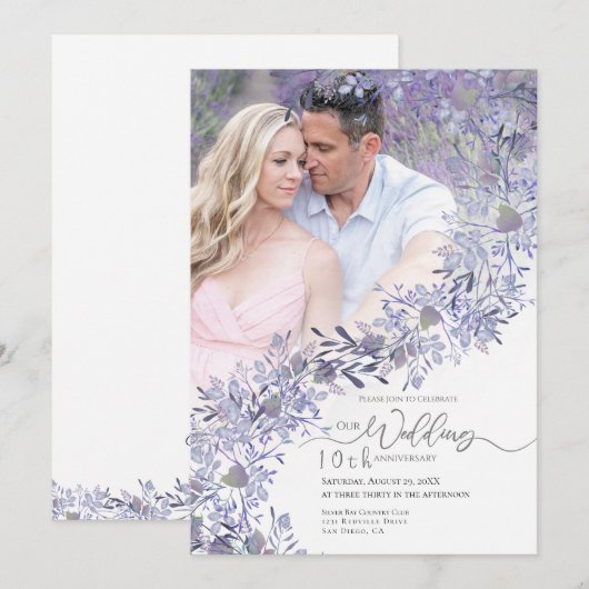 This elegant wedding anniversary Photo invitation  Kaart (Voorkant / Achterkant)