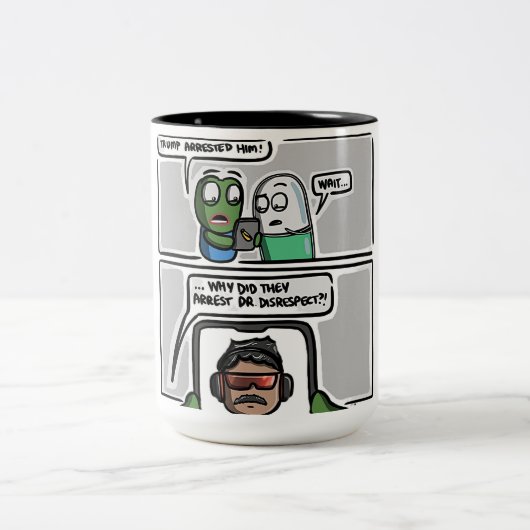 This funny comic-style meme design Mug Tweekleurige Koffiemok (Center)