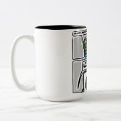 This funny comic-style meme design Mug Tweekleurige Koffiemok (Links)