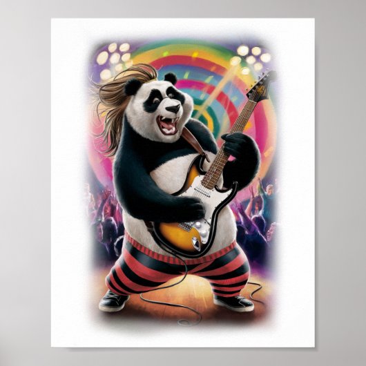 This Funny Panda is having Fun playing Rock on a Poster (Voorkant)