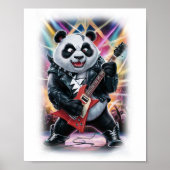 This Funny Panda plays Hardrock on a White Poster (Voorkant)