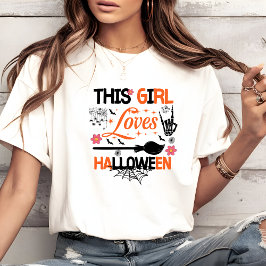 This Girl Loves Halloween | Witch Broom Spider Tri-Blend Shirt