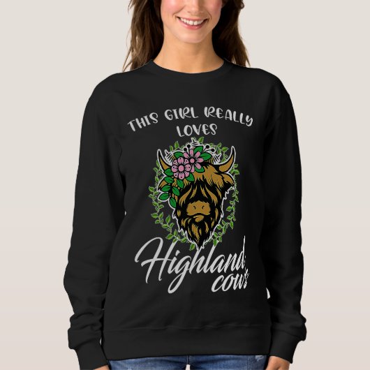 this girl really loves highland cows highland catt trui (Voorkant)