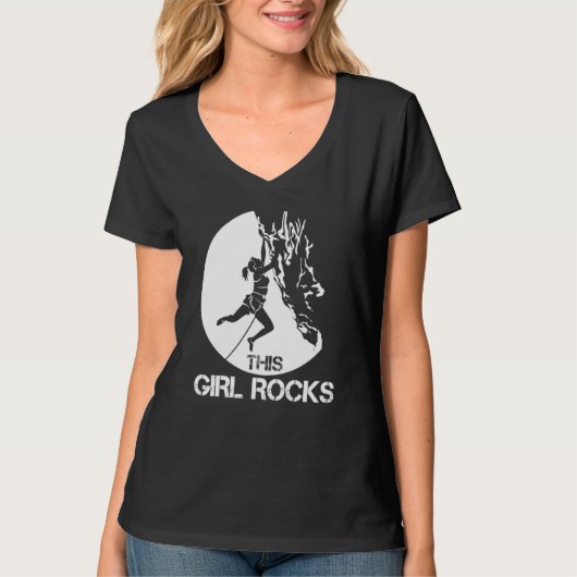 This Girl Rocks Rock Climbing Boulder Carabiner Cl T-shirt (Voorkant)